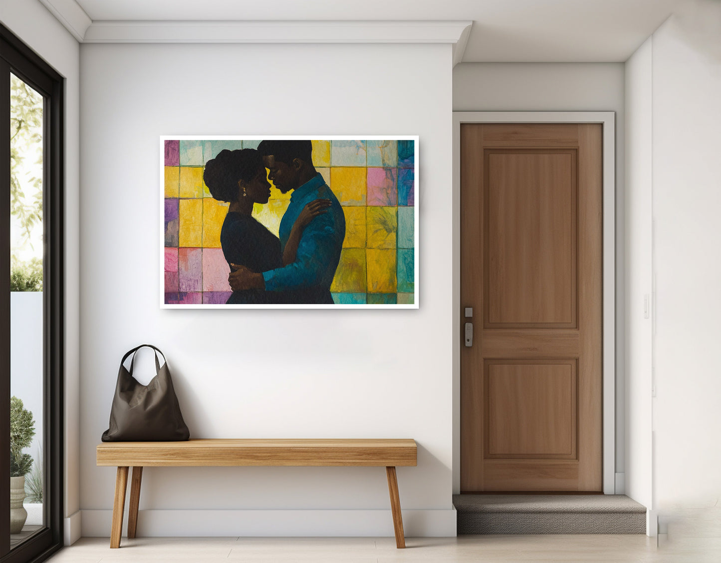 Black Couple Stained Glass Black love wall art home decor view