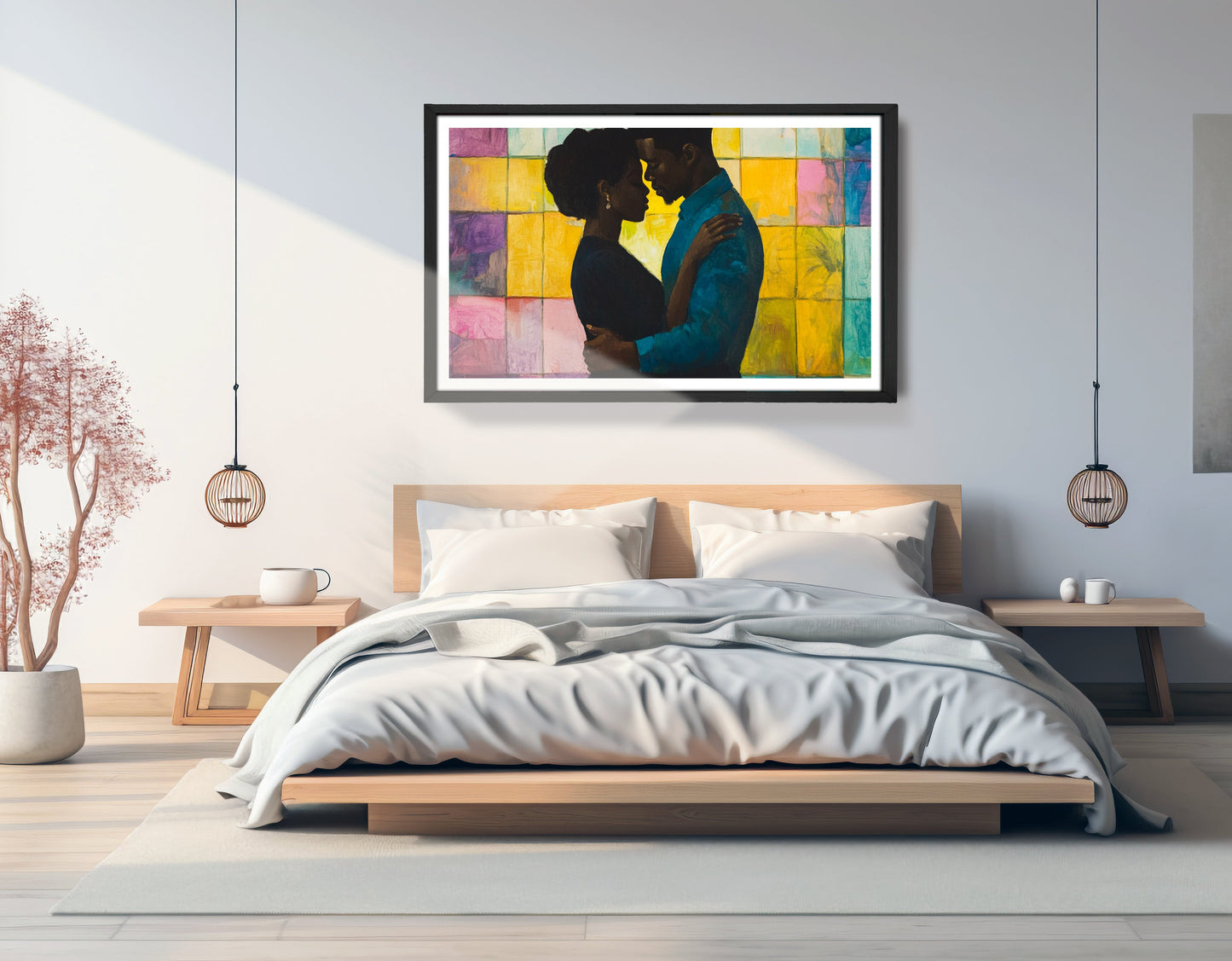 Black Couple Stained Glass Black love wall art view 69