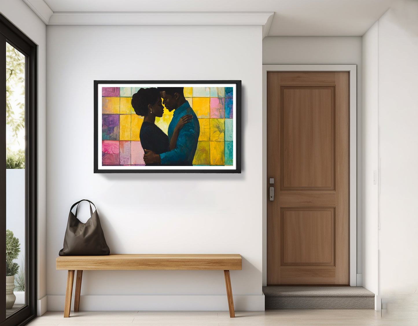 Black Couple Stained Glass Black love wall art view 71