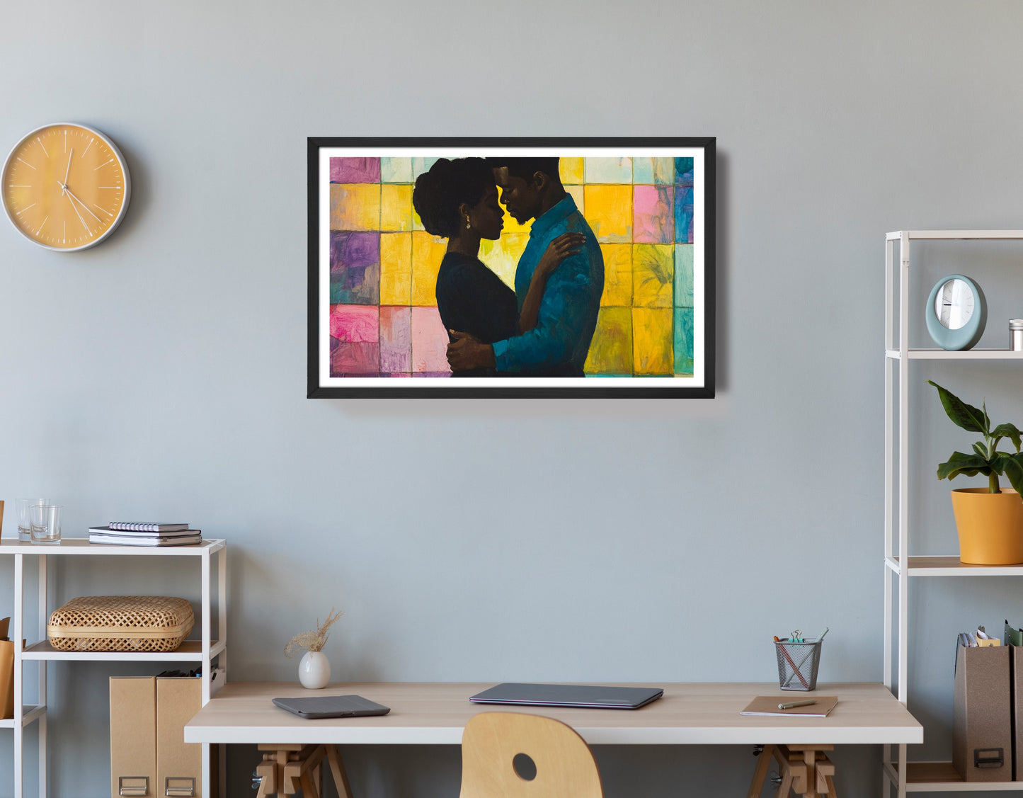 Black Couple Stained Glass Black love wall art view 72