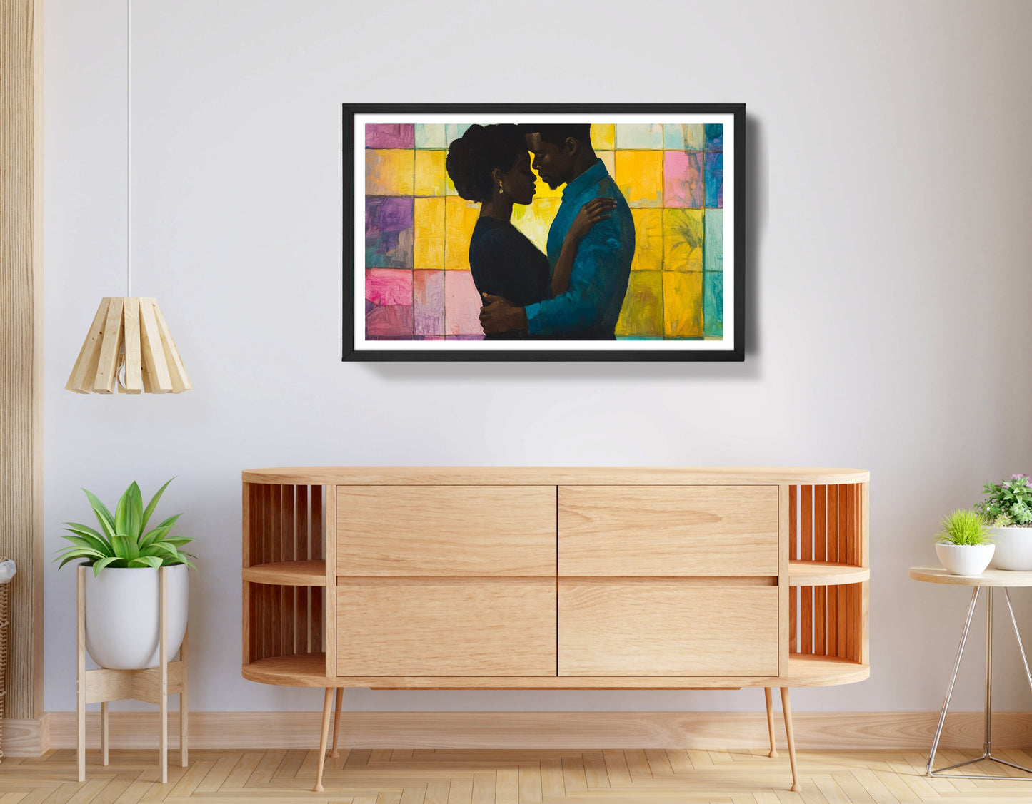 Black Couple Stained Glass Black love wall art view 68