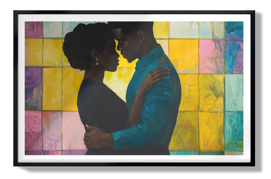 Black Couple Stained Glass Black love wall art view 67