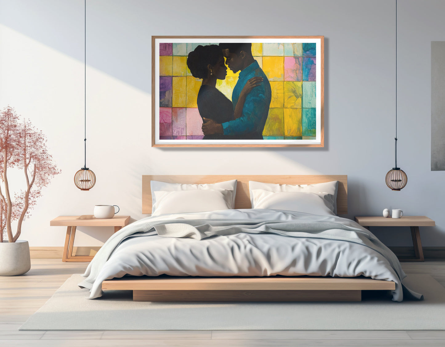 Black Couple Stained Glass Black love wall art view 81