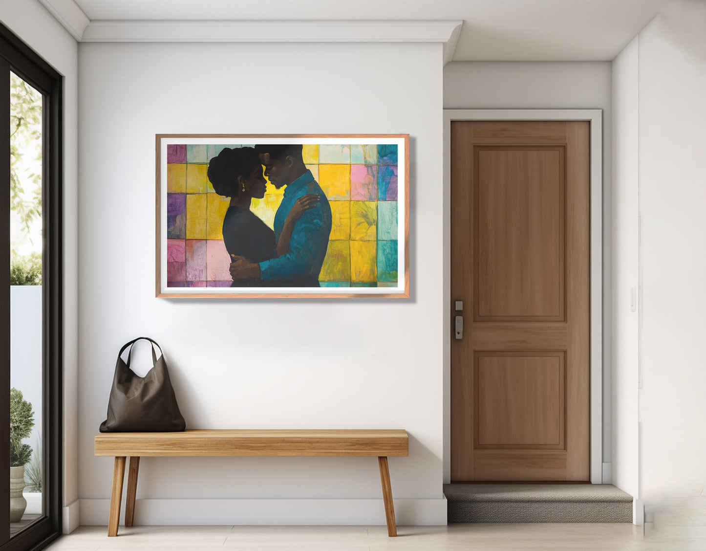 Black Couple Stained Glass Black love wall art view 83