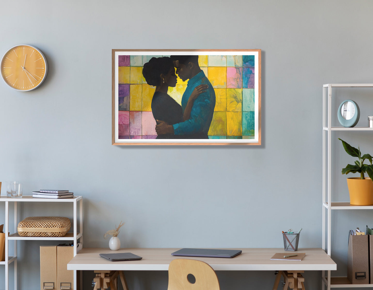 Black Couple Stained Glass Black love wall art view 84