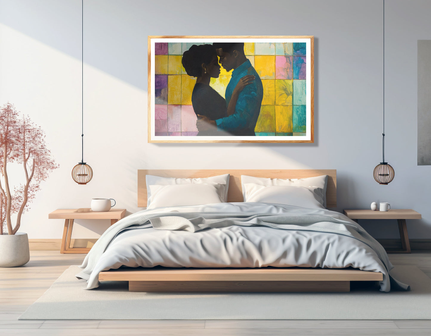 Black Couple Stained Glass Black love wall art view 75
