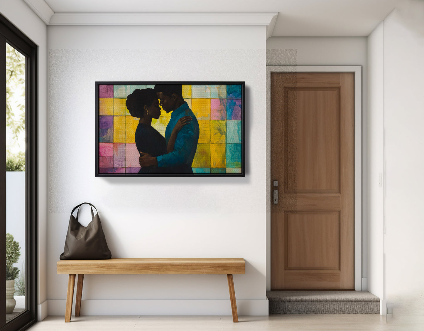 Black Couple Stained Glass Black love wall art view 29