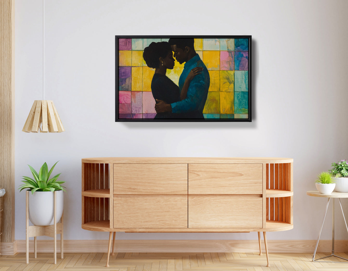 Black Couple Stained Glass Black love wall art view 26