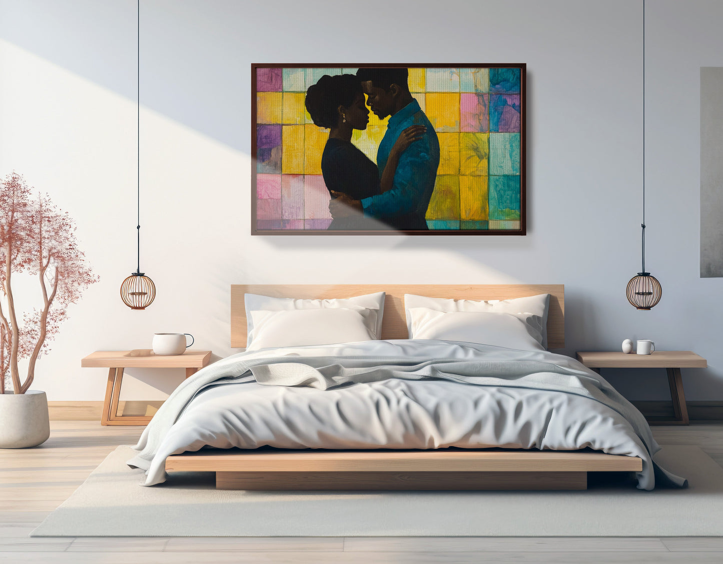 Black Couple Stained Glass Black love wall art view 33