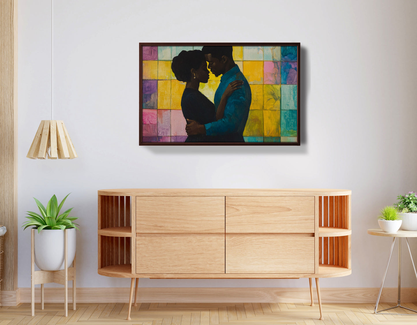 Black Couple Stained Glass Black love wall art view 32