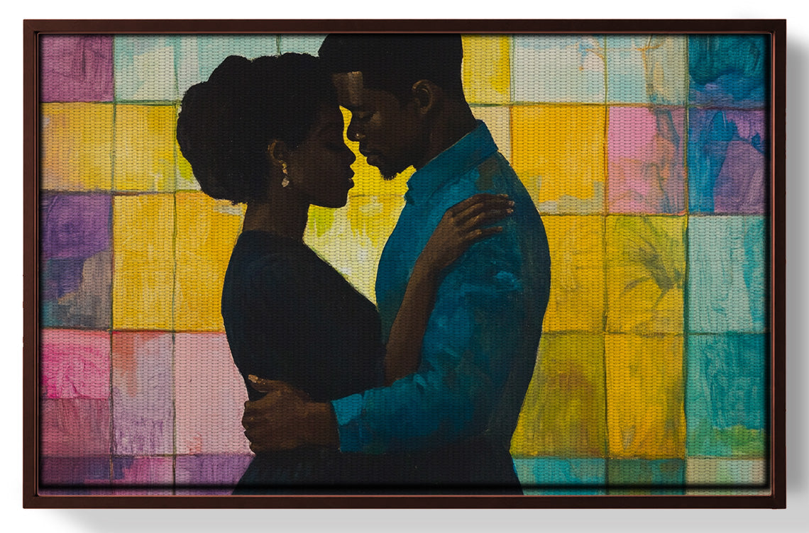 Black Couple Stained Glass Black love wall art view 31