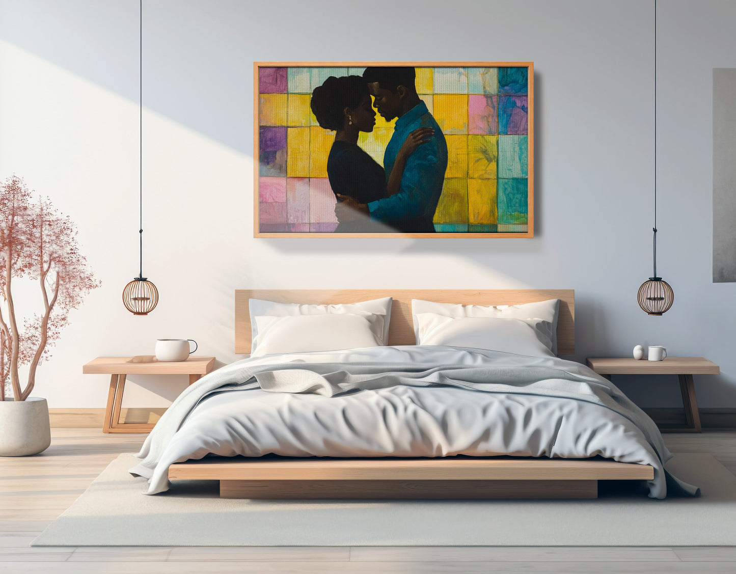 Black Couple Stained Glass Black love wall art view 45
