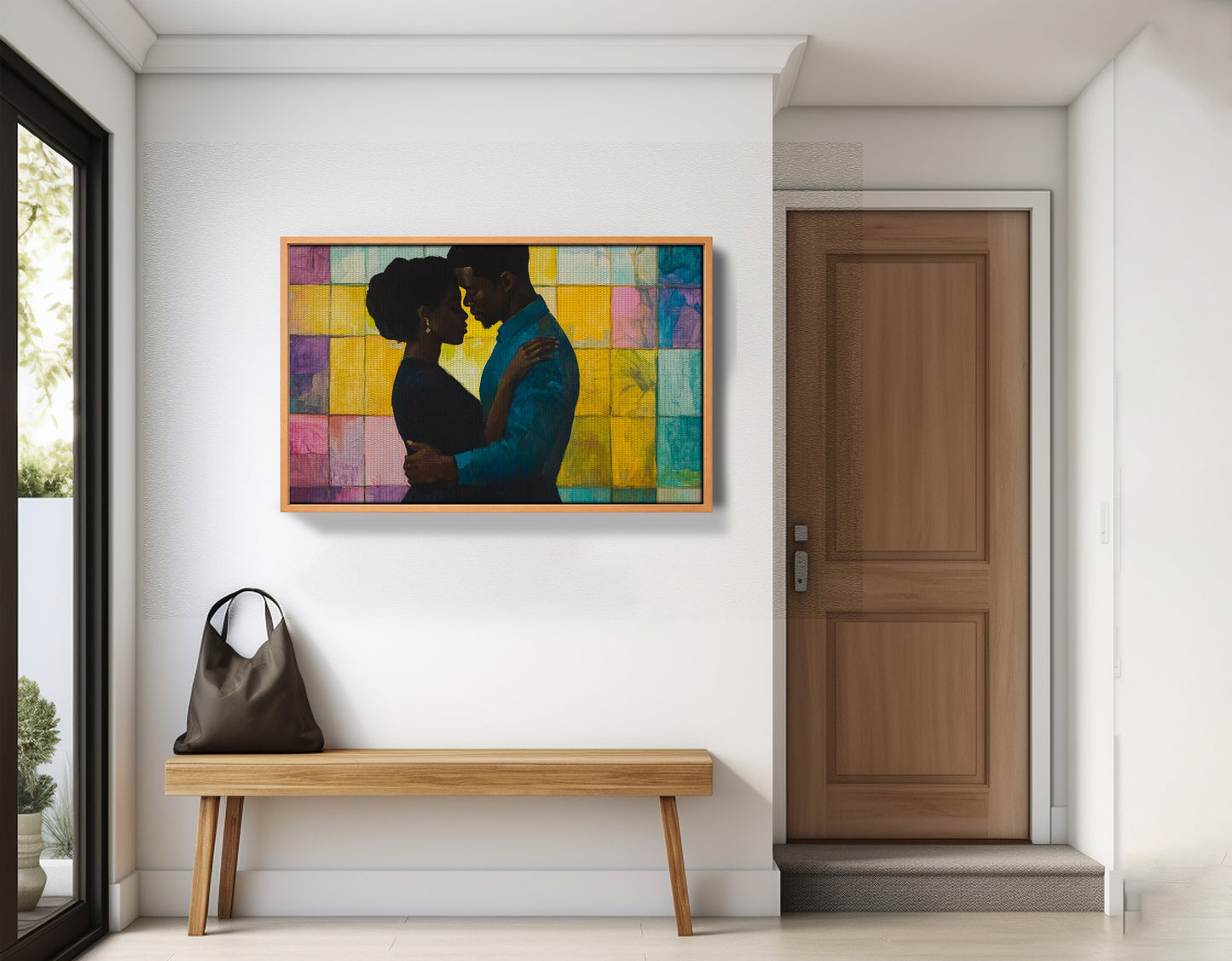 Black Couple Stained Glass Black love wall art view 47