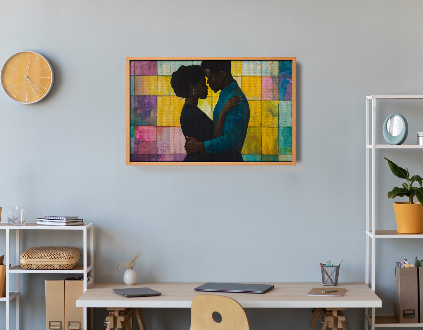 Black Couple Stained Glass Black love wall art view 48