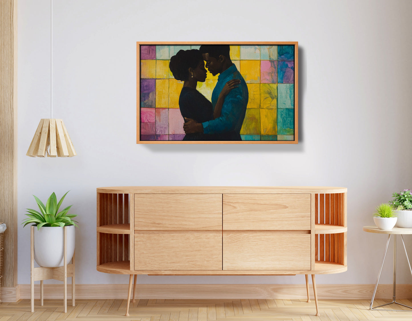 Black Couple Stained Glass Black love wall art view 44