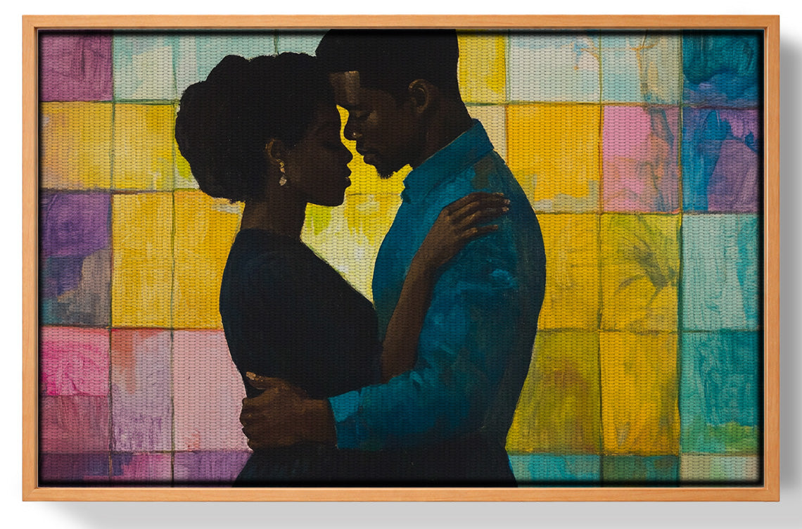Black Couple Stained Glass Black love wall art view 43