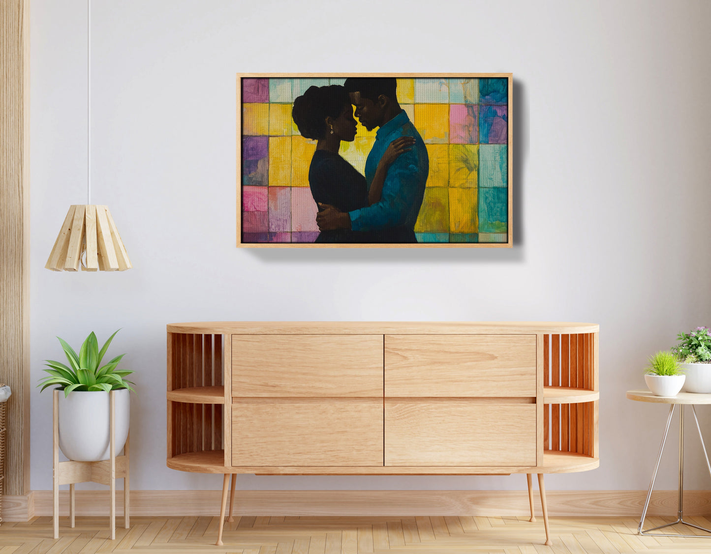 Black Couple Stained Glass Black love wall art view 50