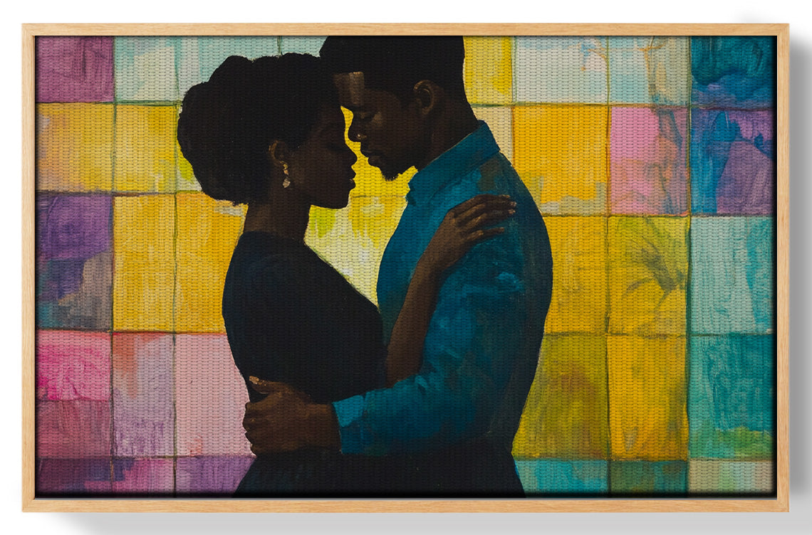 Black Couple Stained Glass Black love wall art view 49