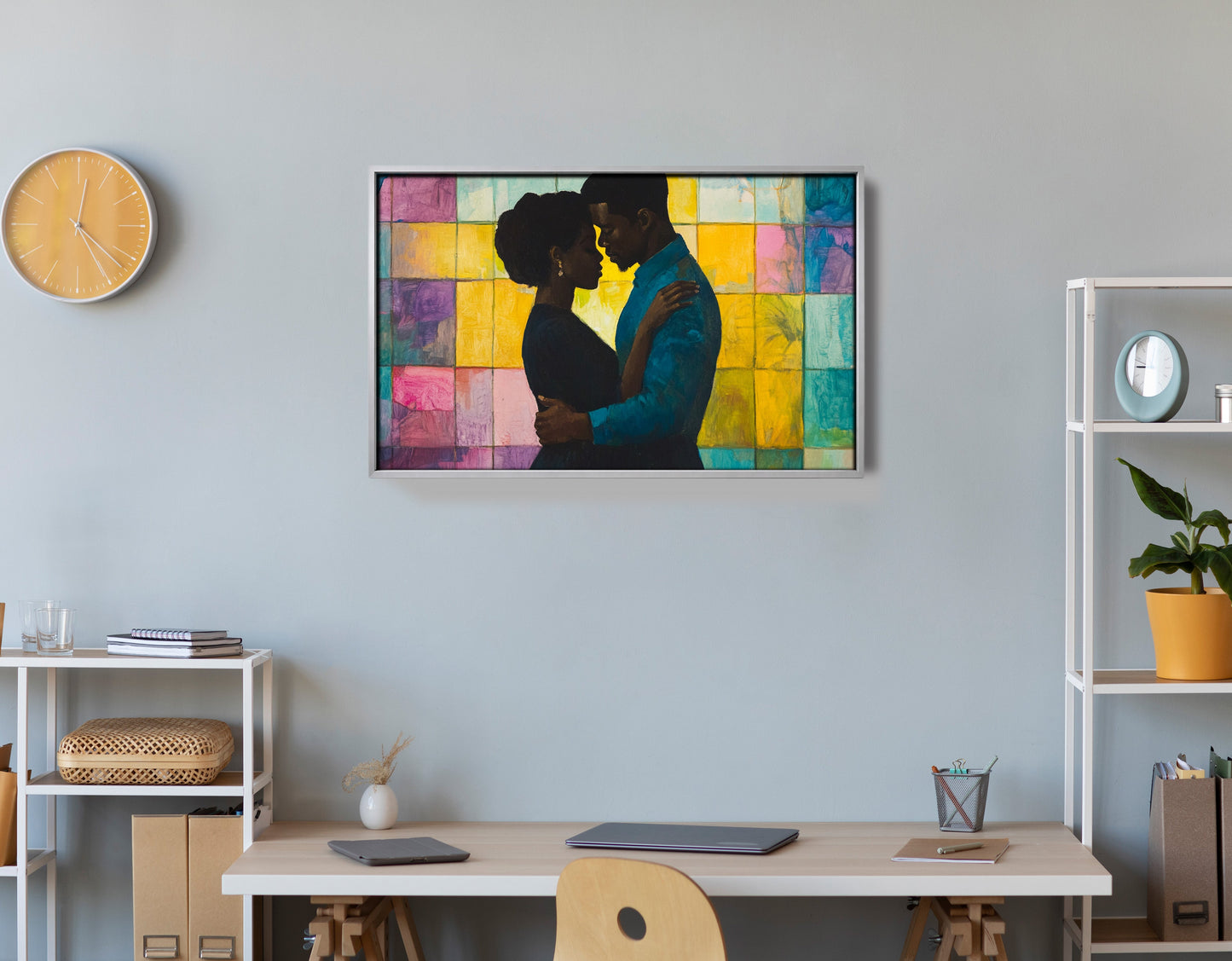 Black Couple Stained Glass Black love wall art view 60