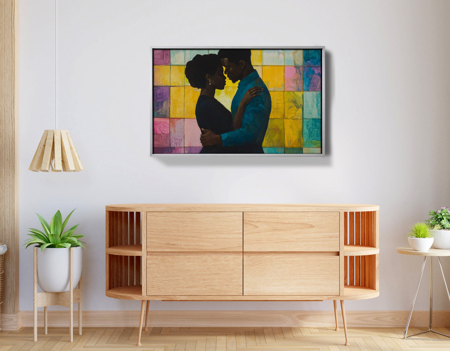 Black Couple Stained Glass Black love wall art view 56
