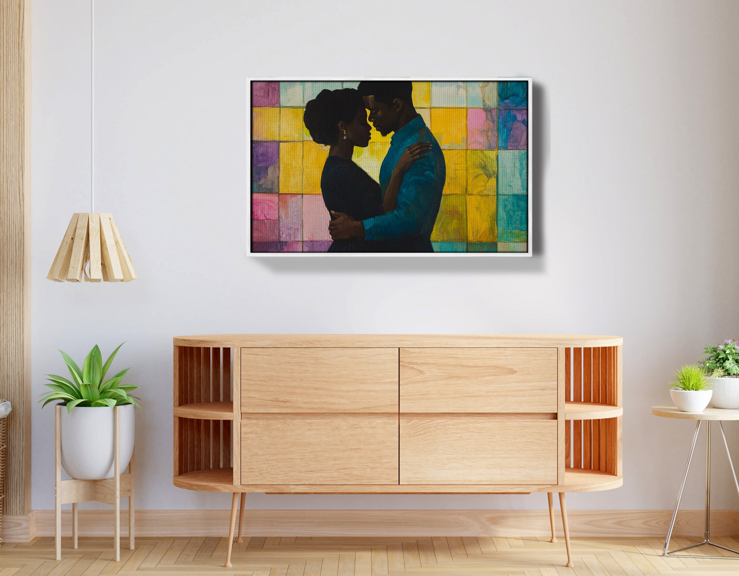 Black Couple Stained Glass Black love wall art view 62