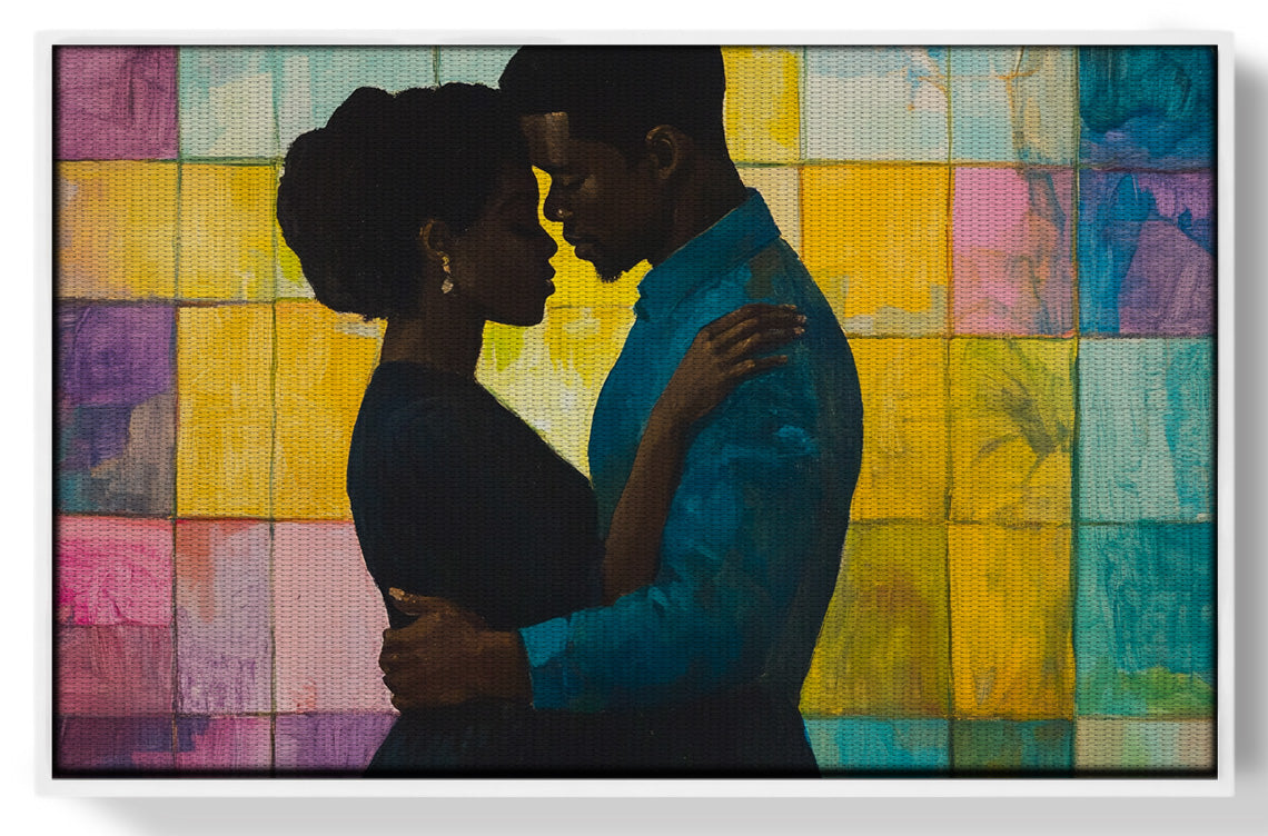 Black Couple Stained Glass Black love wall art view 61