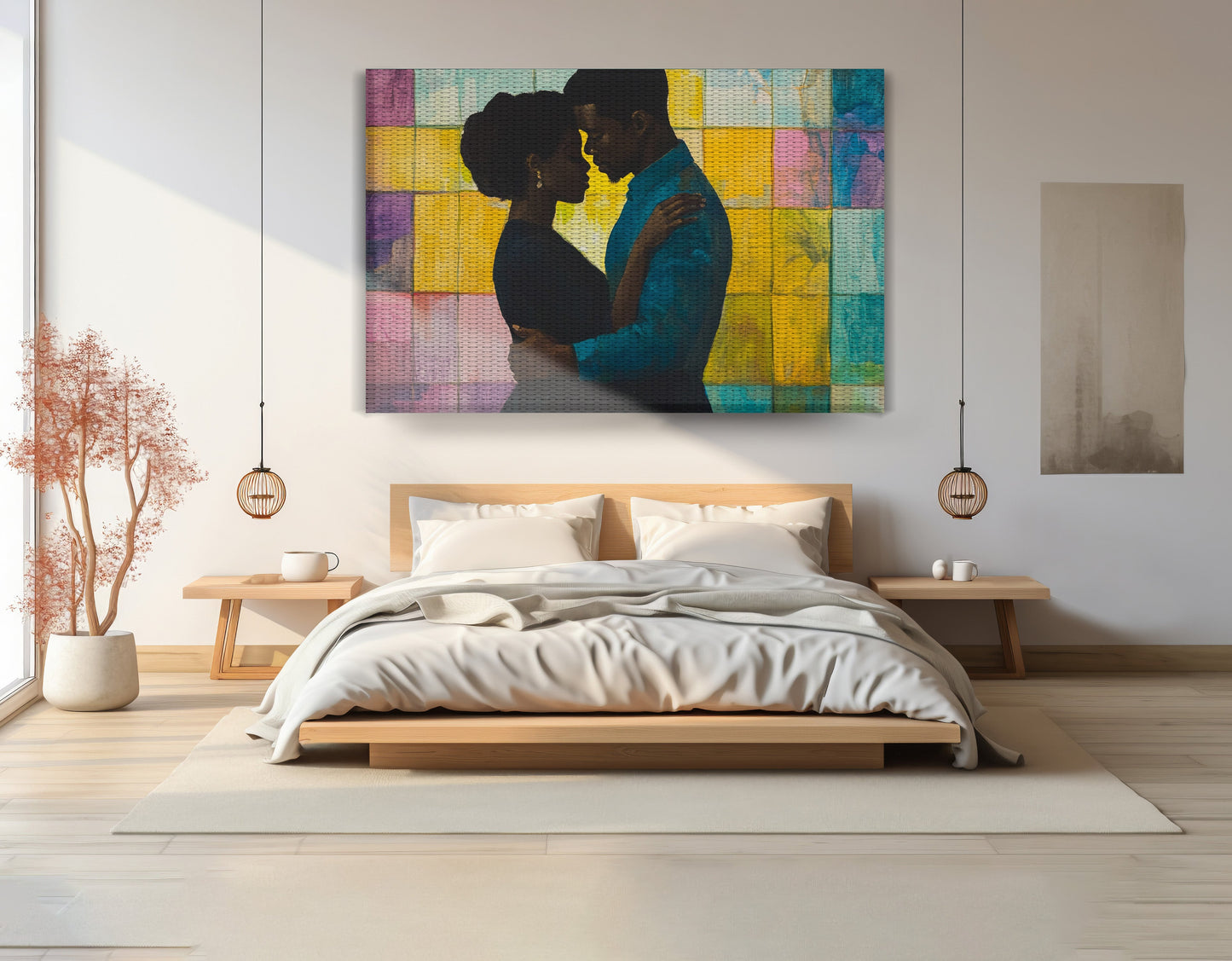 Black Couple Stained Glass Black love wall art view 15