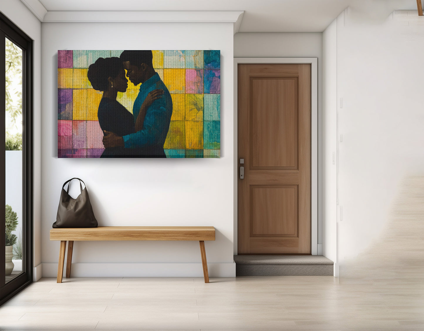 Black Couple Stained Glass Black love wall art view 17