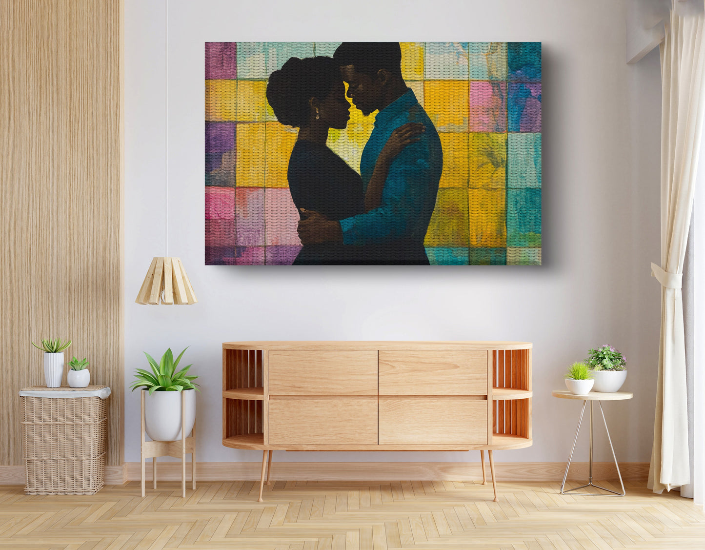 Black Couple Stained Glass Black love wall art view 14