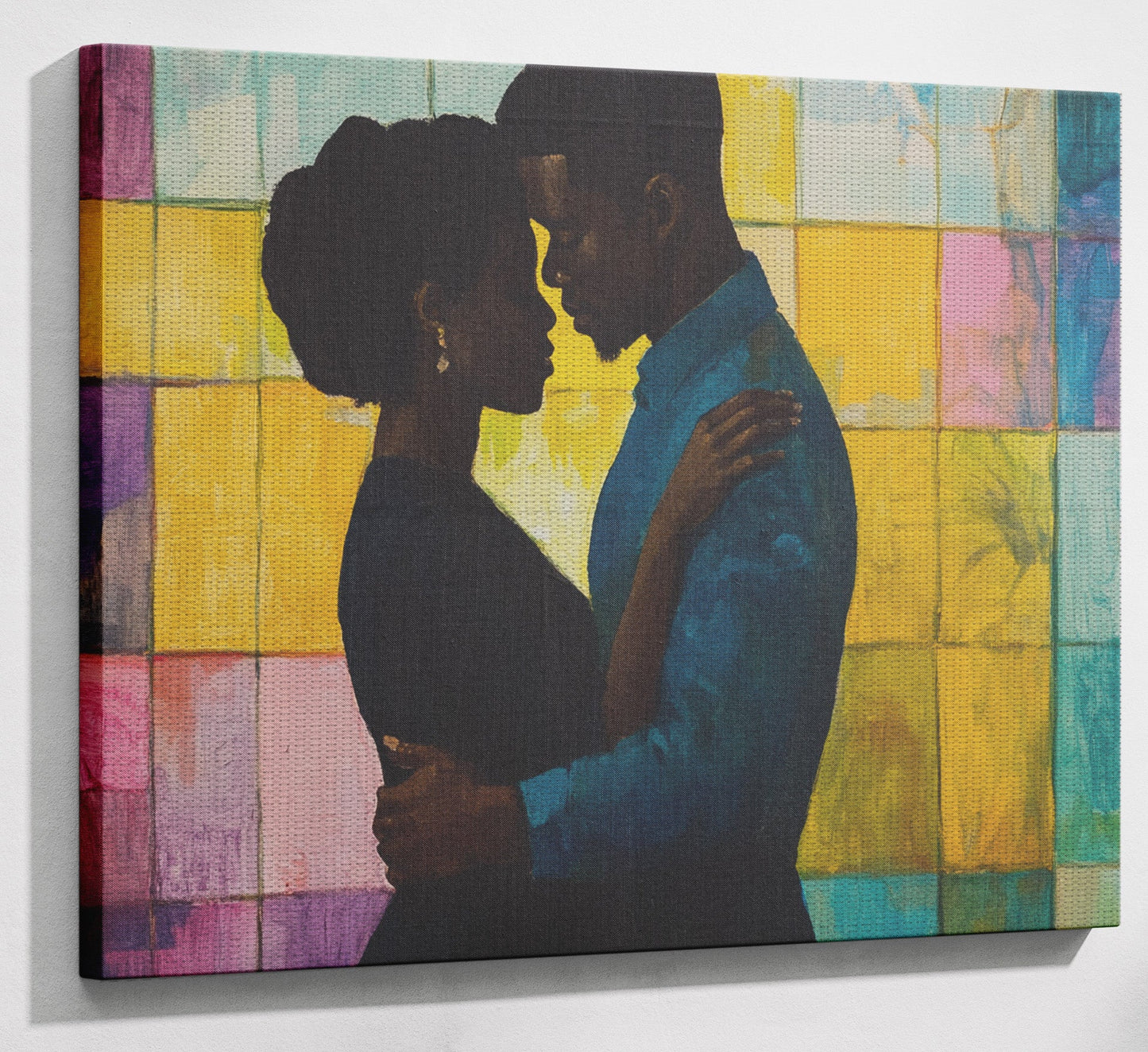 Black Couple Stained Glass Black love wall art view 13