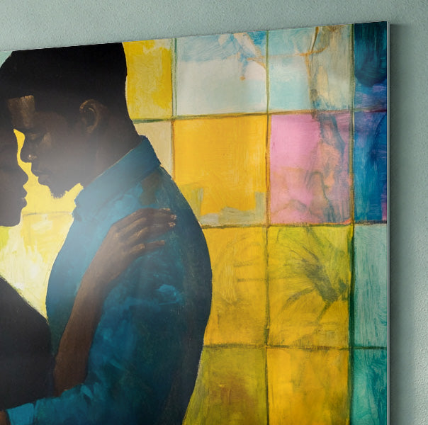 Black Couple Stained Glass Black love wall art view 22