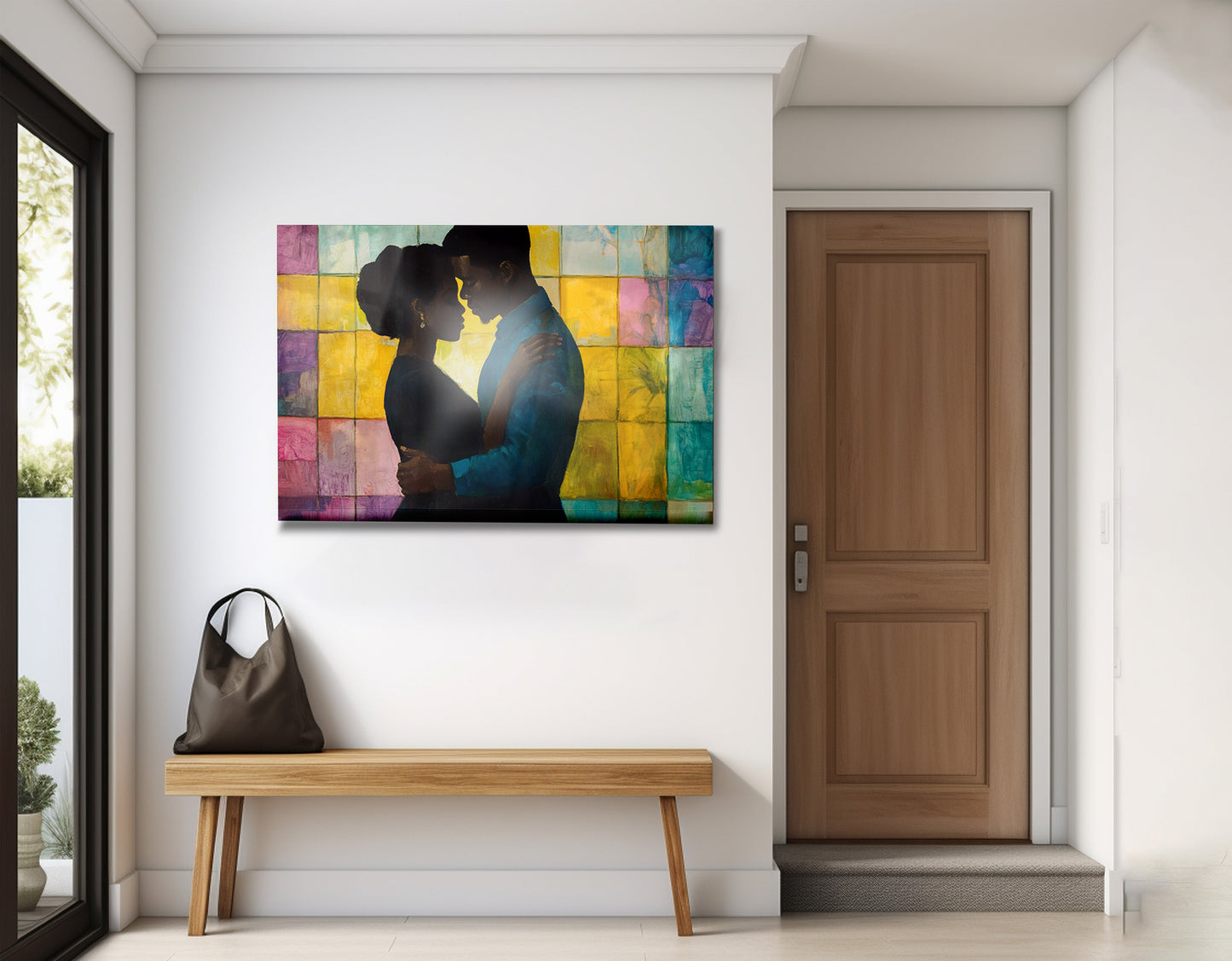 Black Couple Stained Glass Black love wall art view 23