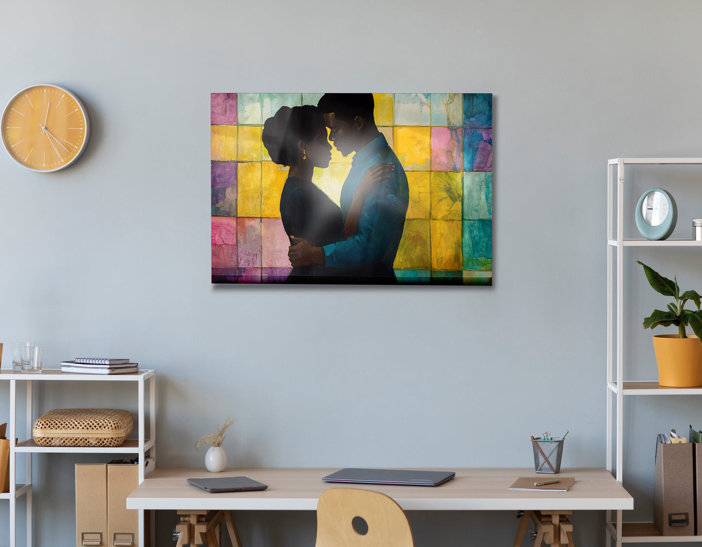 Black Couple Stained Glass Black love wall art view 24