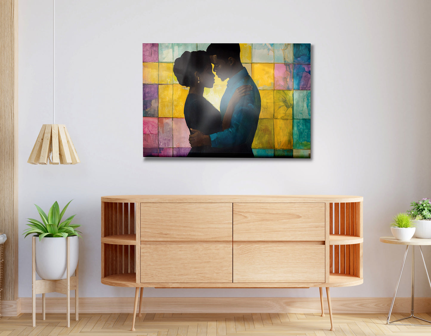 Black Couple Stained Glass Black love wall art view 20