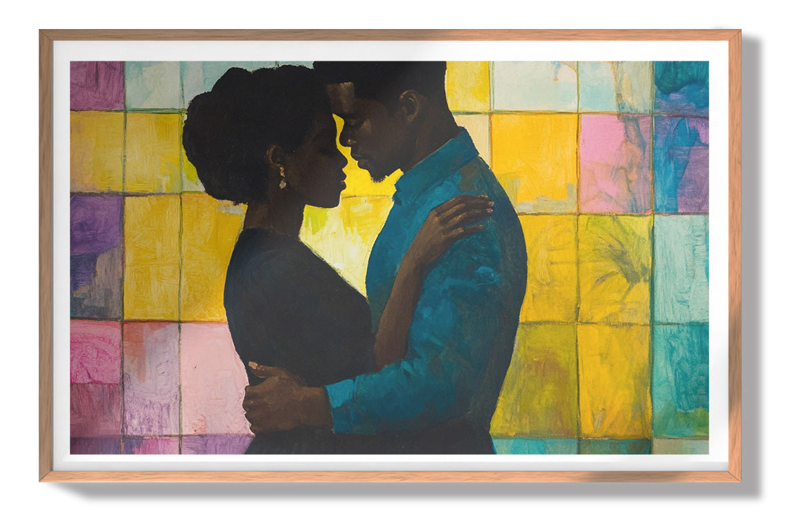 Black Couple Stained Glass Black love wall art view 79