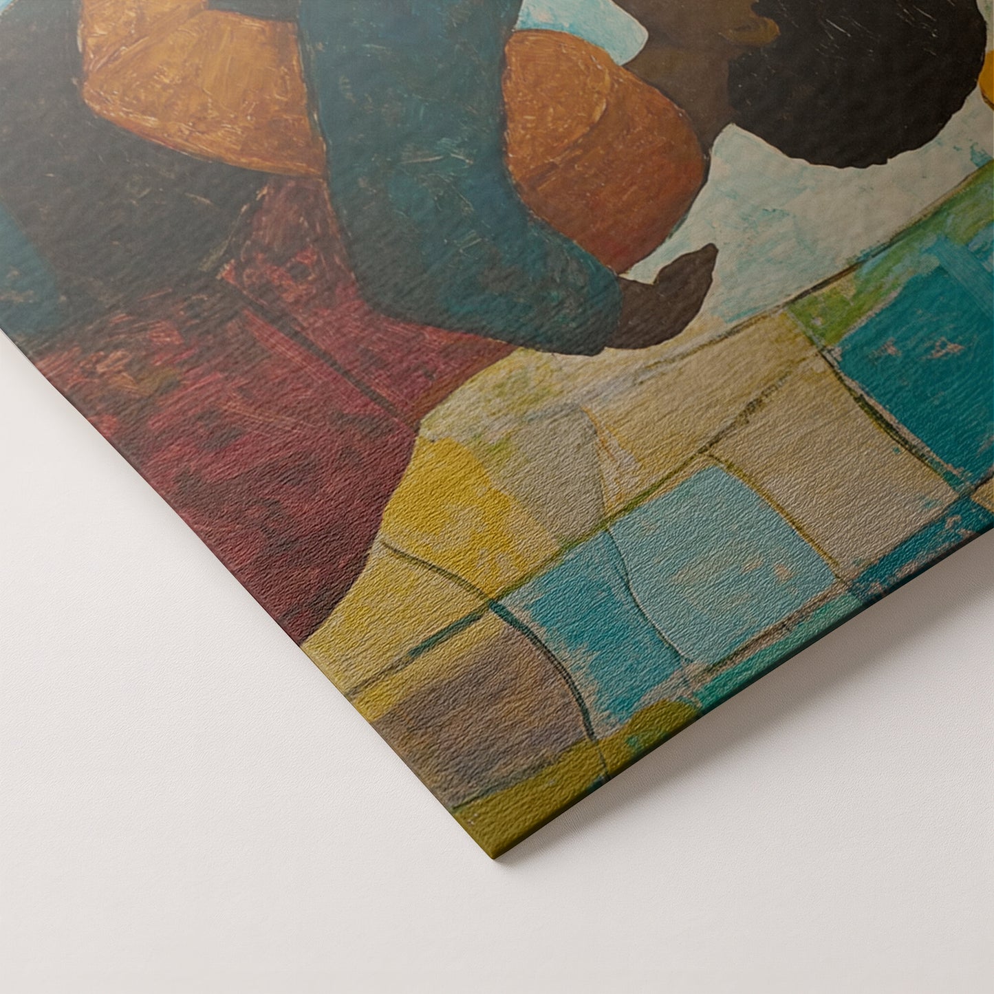 Black Couple Embrace Stained Glass Black love wall art artwork by MoomZee Artwork