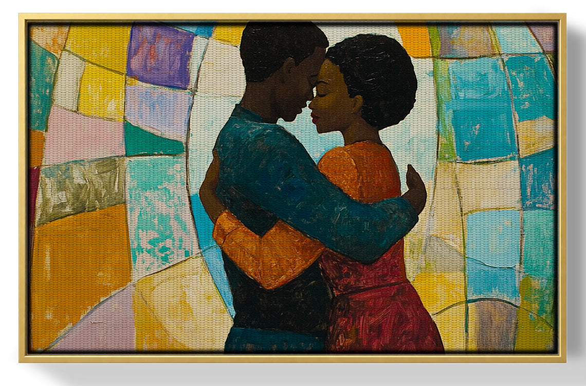 Black Couple Embrace Stained Glass Black love wall art view 37