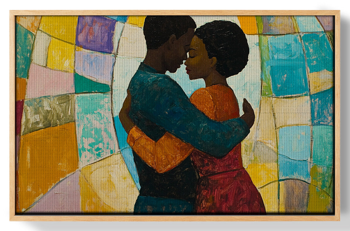 Black Couple Embrace Stained Glass Black love wall art view 49