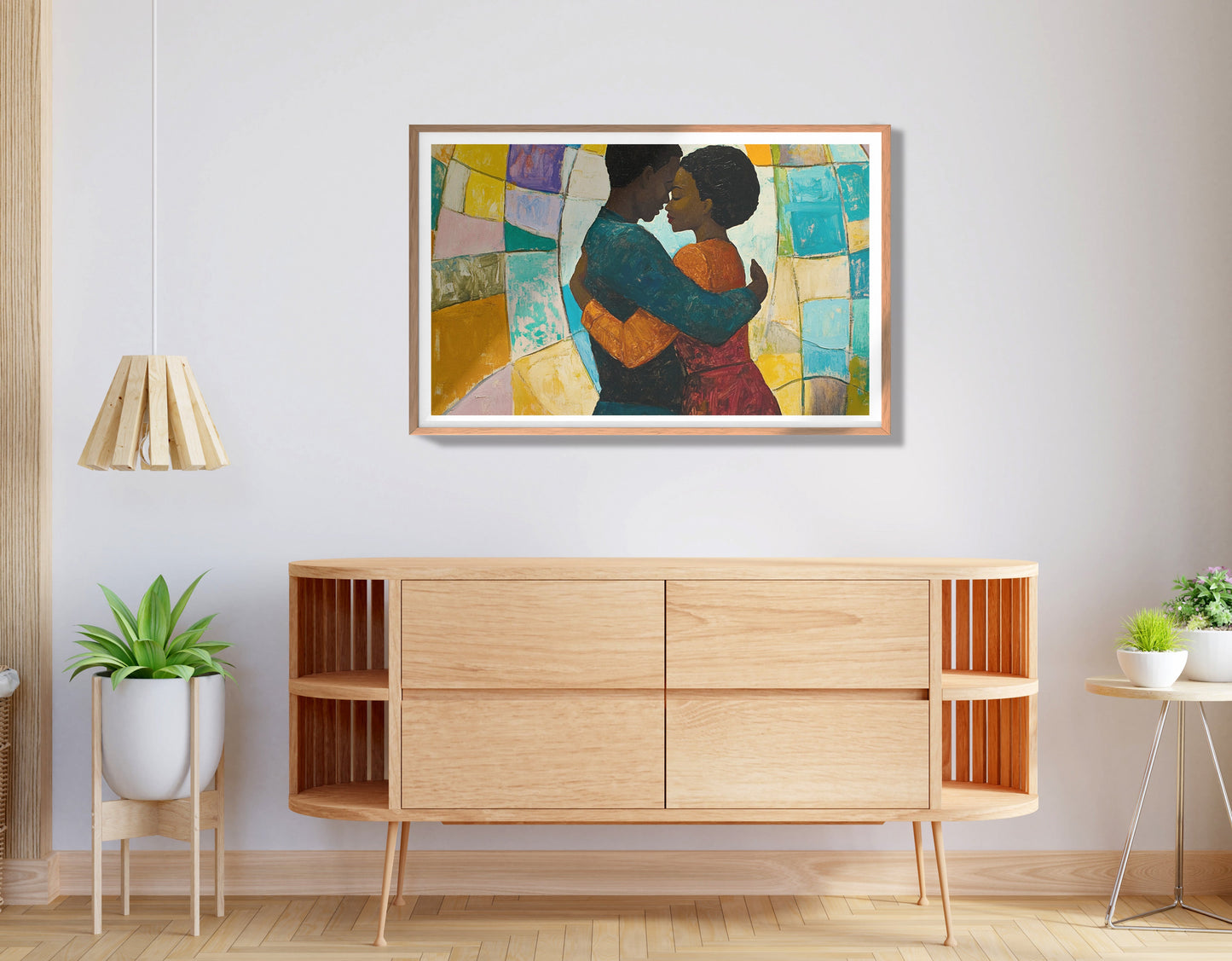 Black Couple Embrace Stained Glass Black love wall art view 80