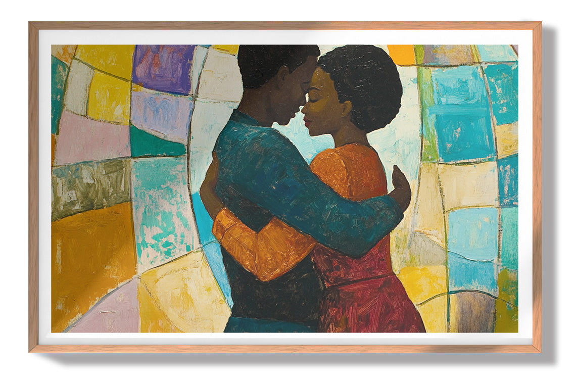Black Couple Embrace Stained Glass Black love wall art view 79