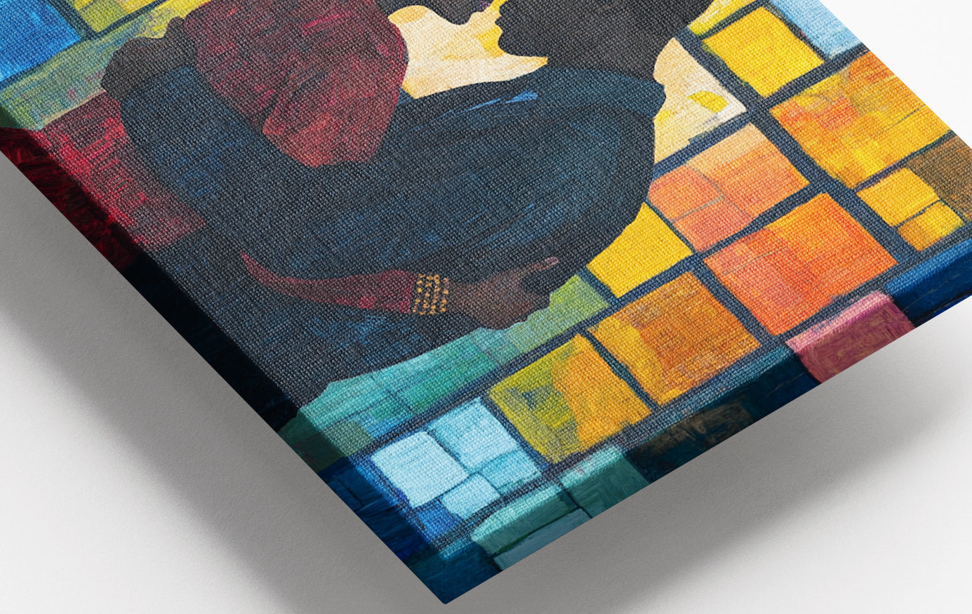 Close-up of Black Family Stained Glass Black family wall art detail