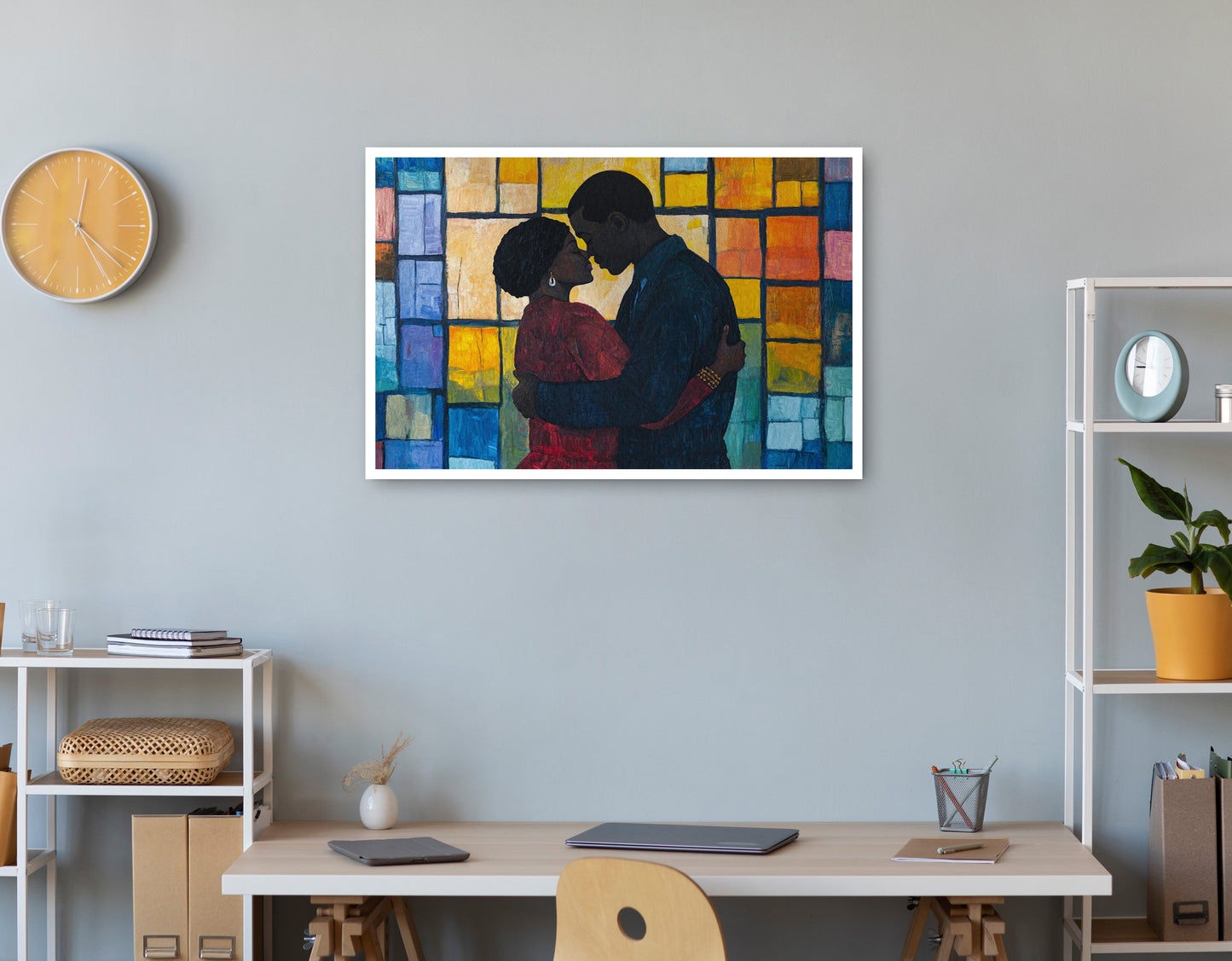 Black Family Stained Glass Black family wall art print view