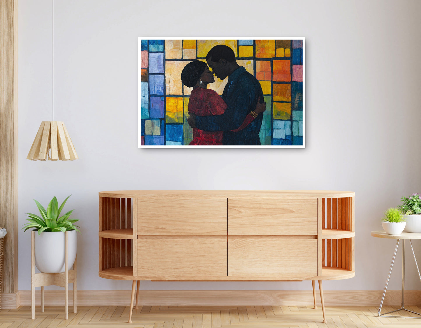 Alternate view of Black Family Stained Glass Black family wall art canvas print
