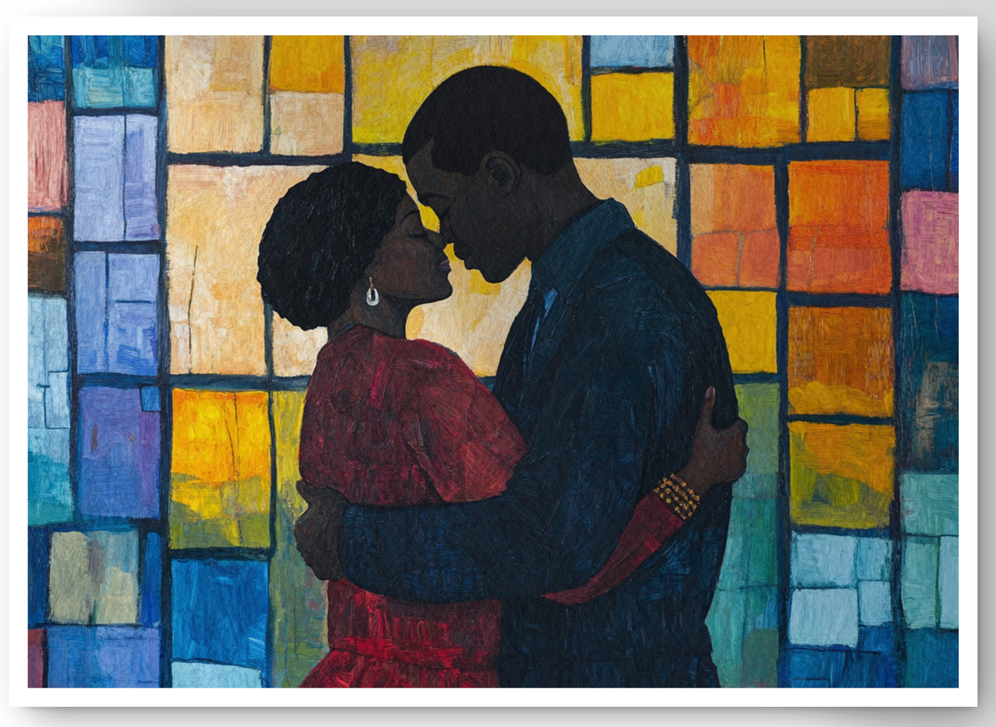 Black Family Stained Glass Black family wall art canvas print by MoomZee Artwork