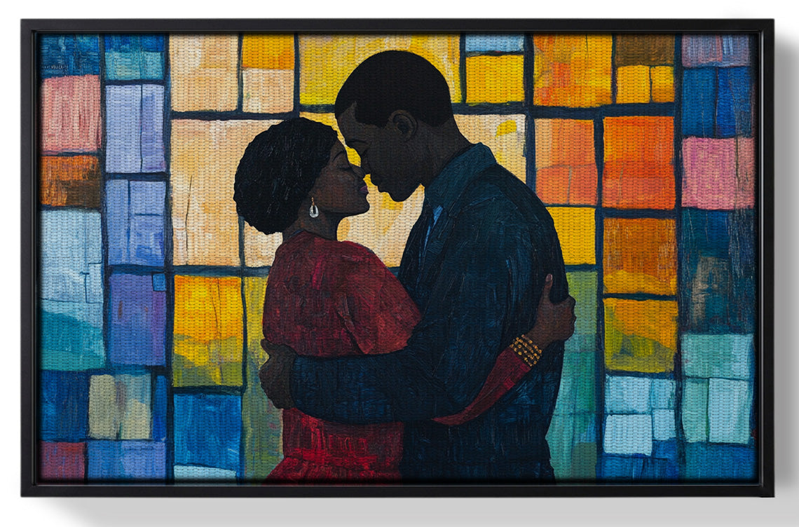 Framed Black Family Stained Glass Black family wall art for home decor