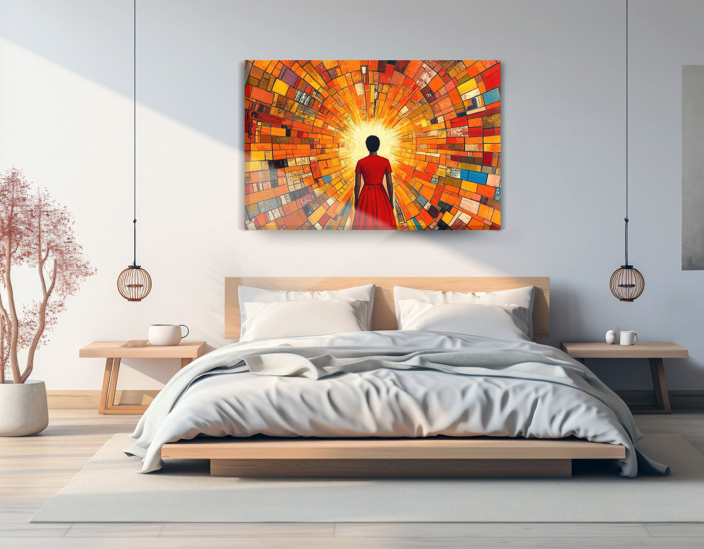 Black Girl Sunburst Black children wall art displayed as bedroom wall decor