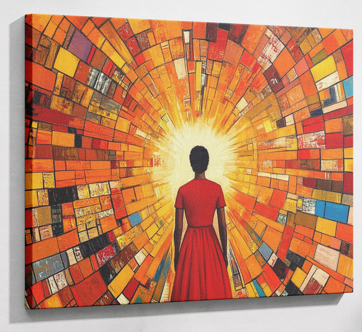 Black Girl Sunburst Black children wall art canvas print with visible wall art format