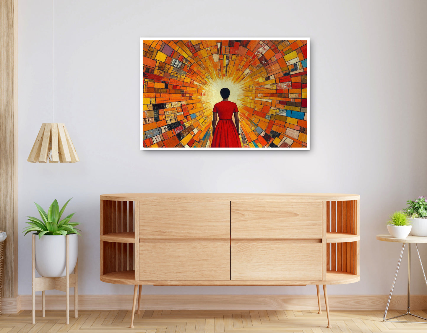 Alternate view of Black Girl Sunburst Black children wall art canvas print