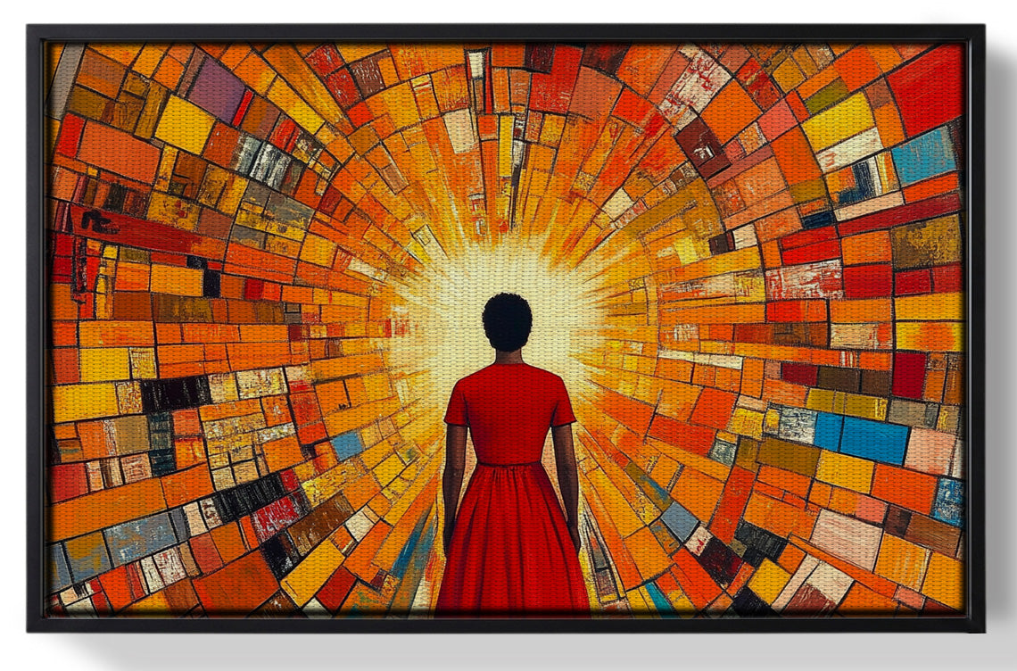 Framed Black Girl Sunburst Black children wall art for home decor