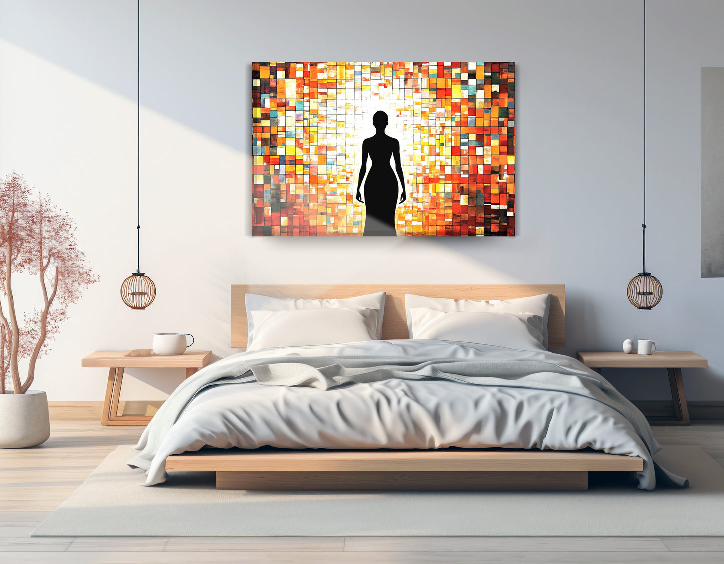 Black Woman Stained Glass African American wall art displayed as bedroom wall decor